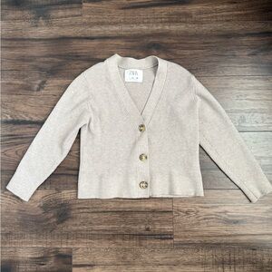 Zara Light Beige Knit Cardigan